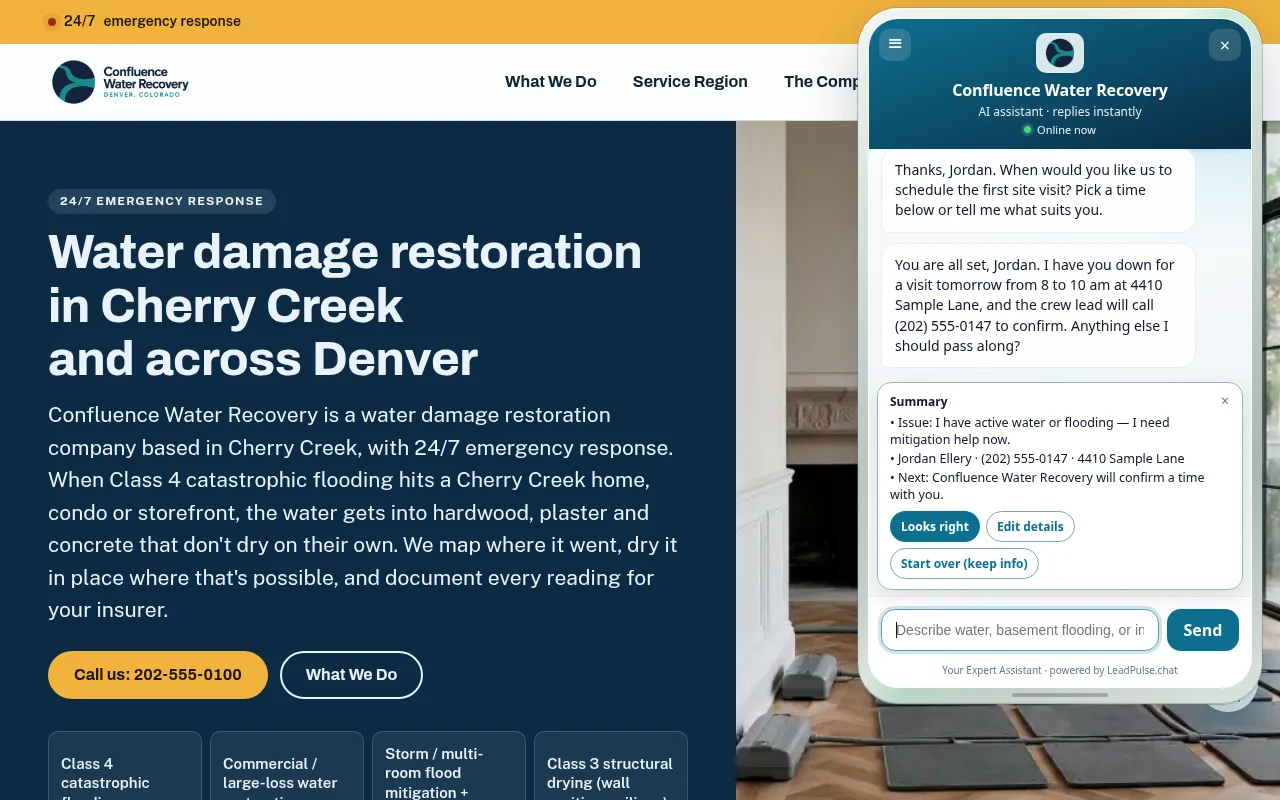 Website chat widget screen
