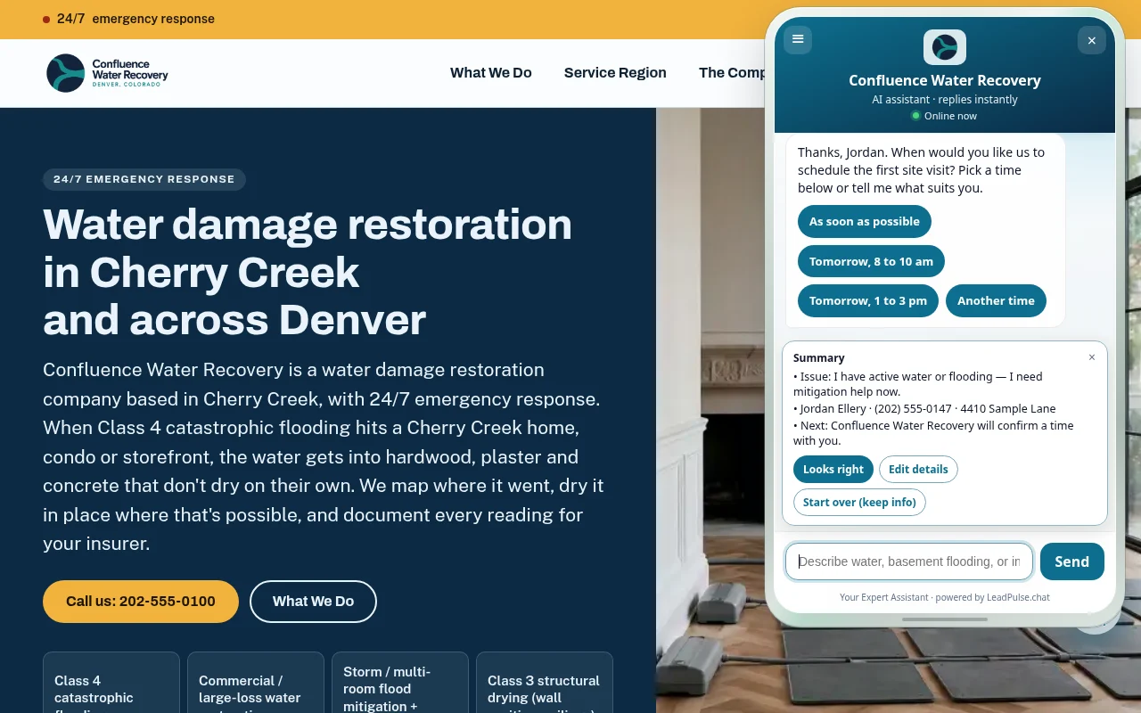Website chat widget screen